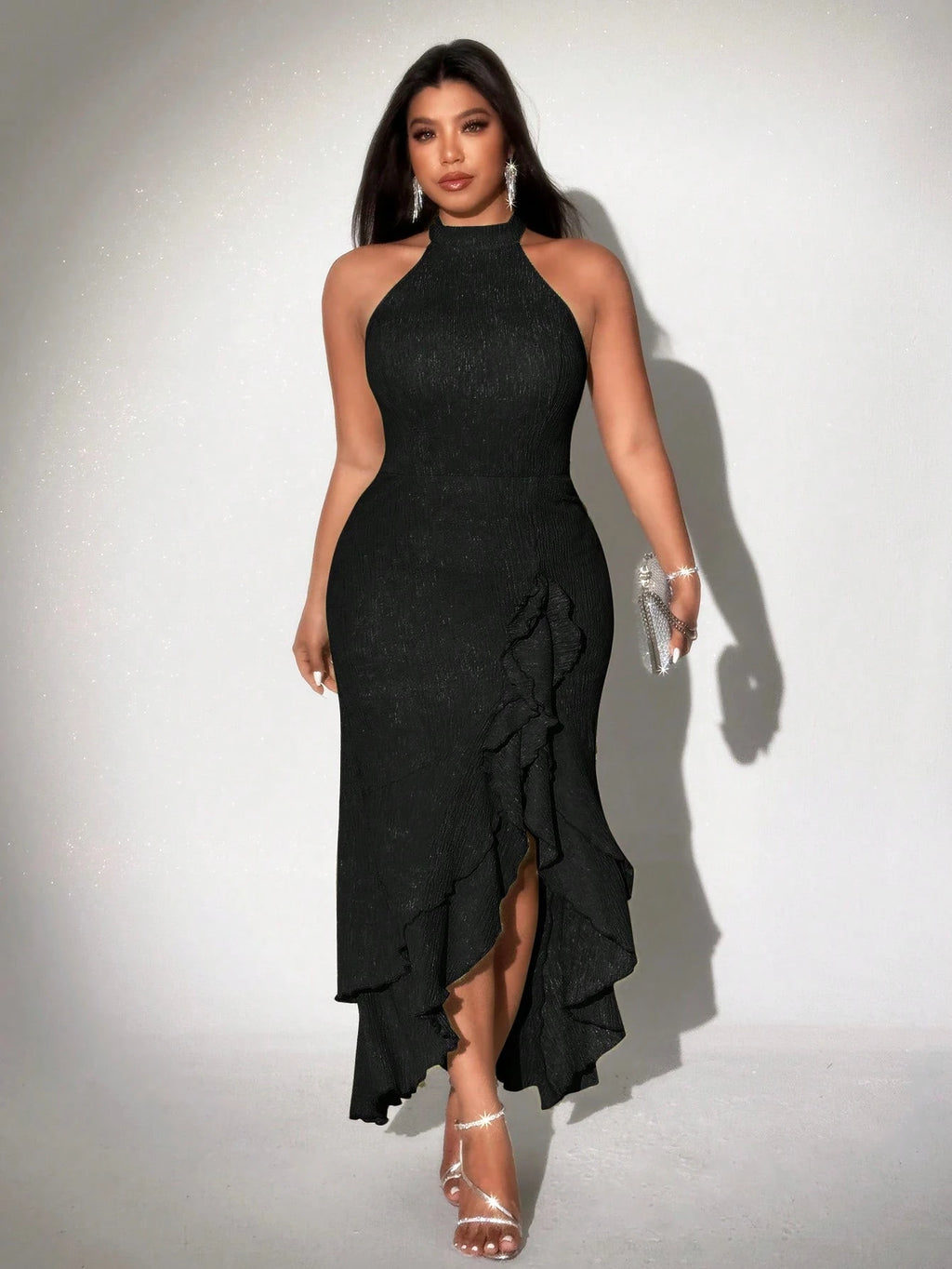 Robe Longue Ajustée — Sans Manches, Fente Latérale, Longueur Cheville