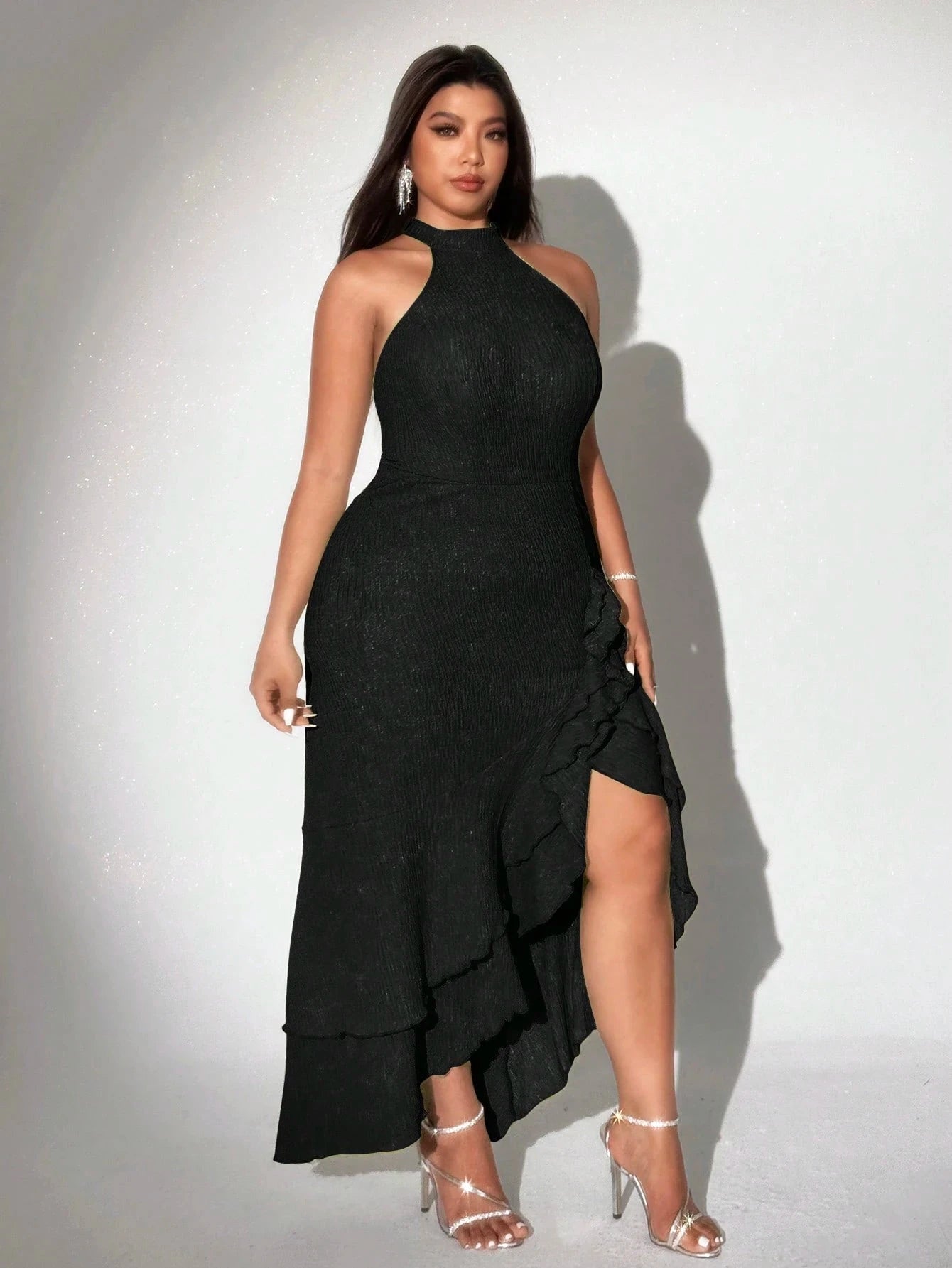 Robe Longue Ajustée — Sans Manches, Fente Latérale, Longueur Cheville