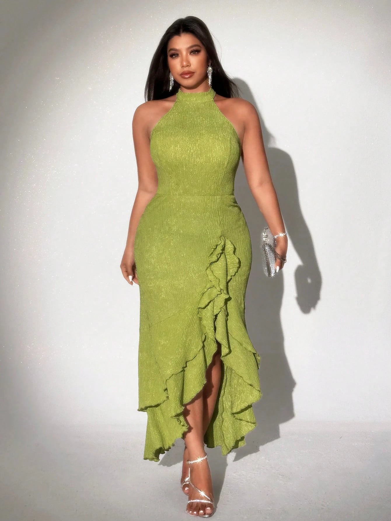 Robe Longue Ajustée — Sans Manches, Fente Latérale, Longueur Cheville
