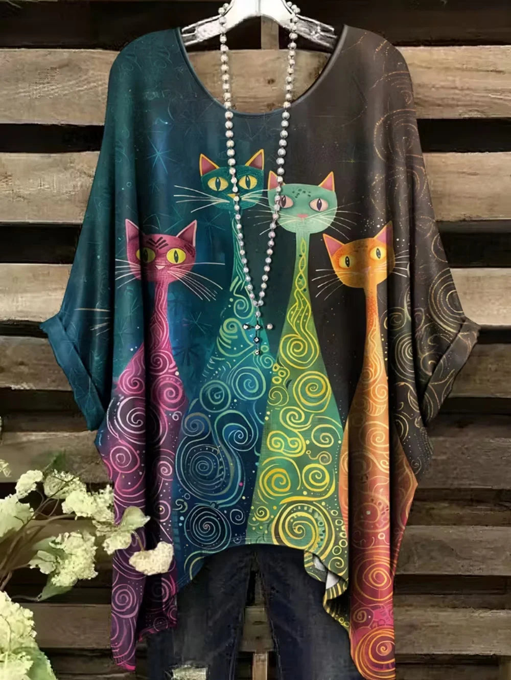 T-shirt Oversize Imprimé — Col Rond & Manches Courtes
