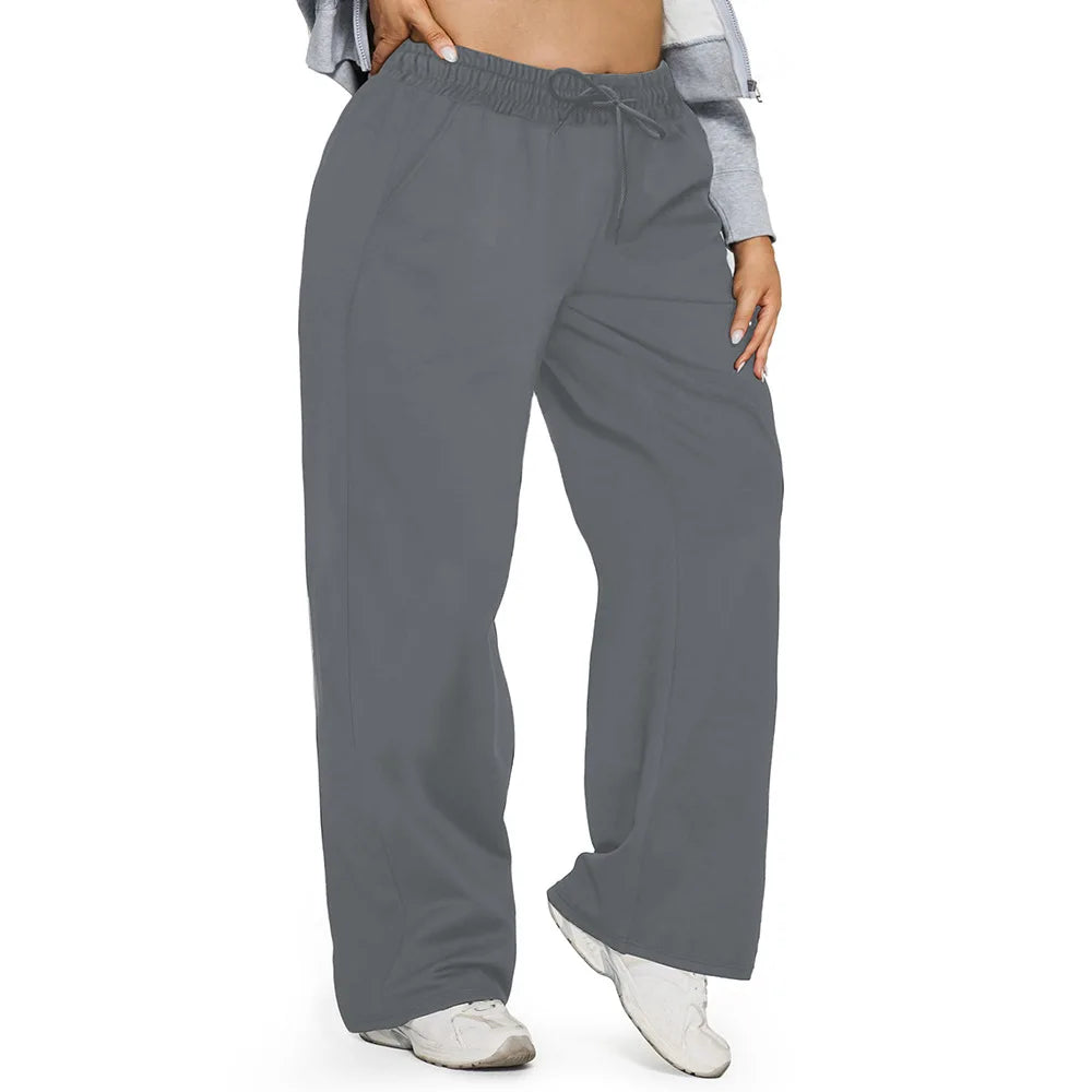 Pantalon Jambes Larges — Taille Élastique & Poches