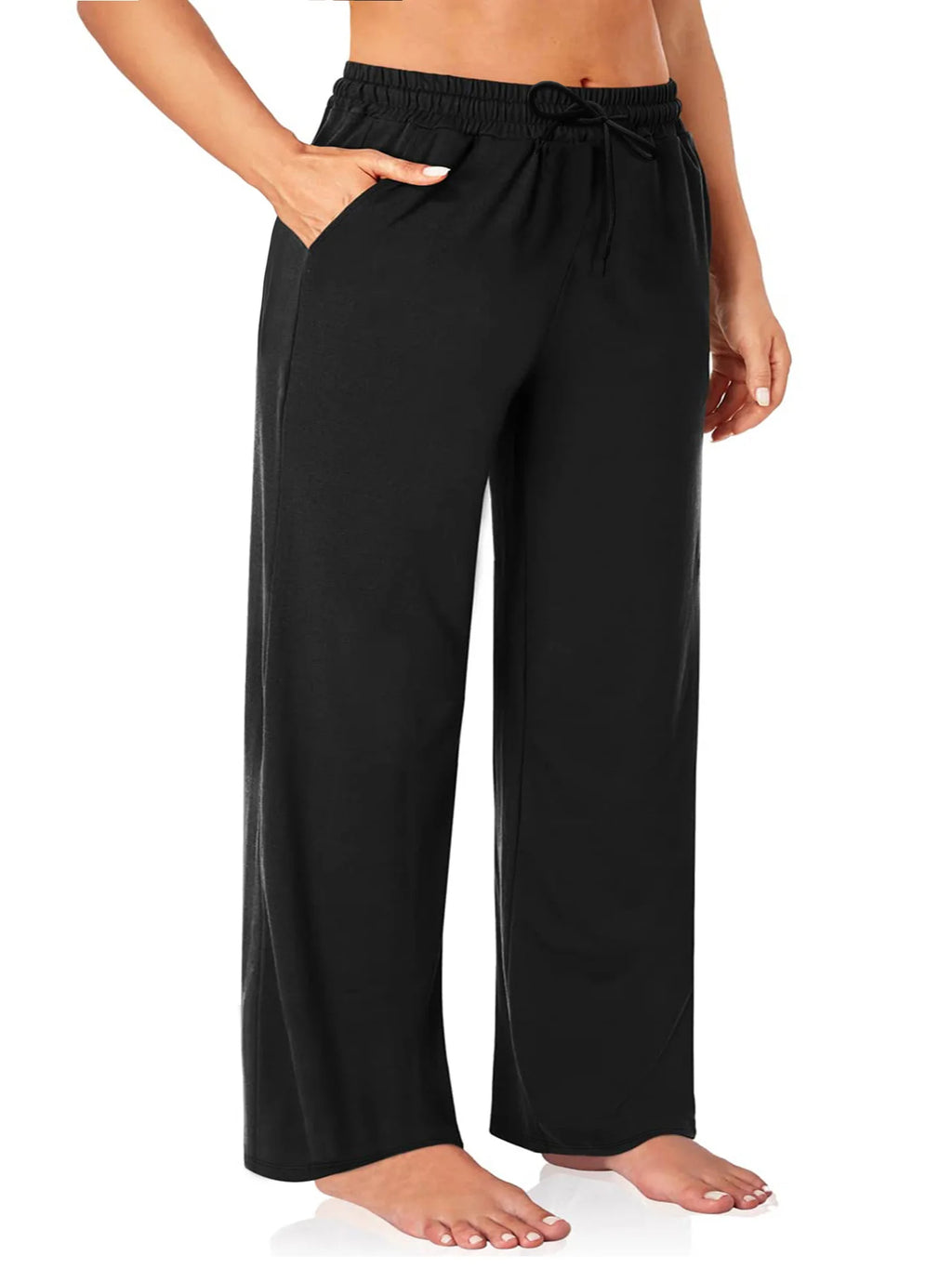 Pantalon Jambes Larges — Taille Élastique & Poches