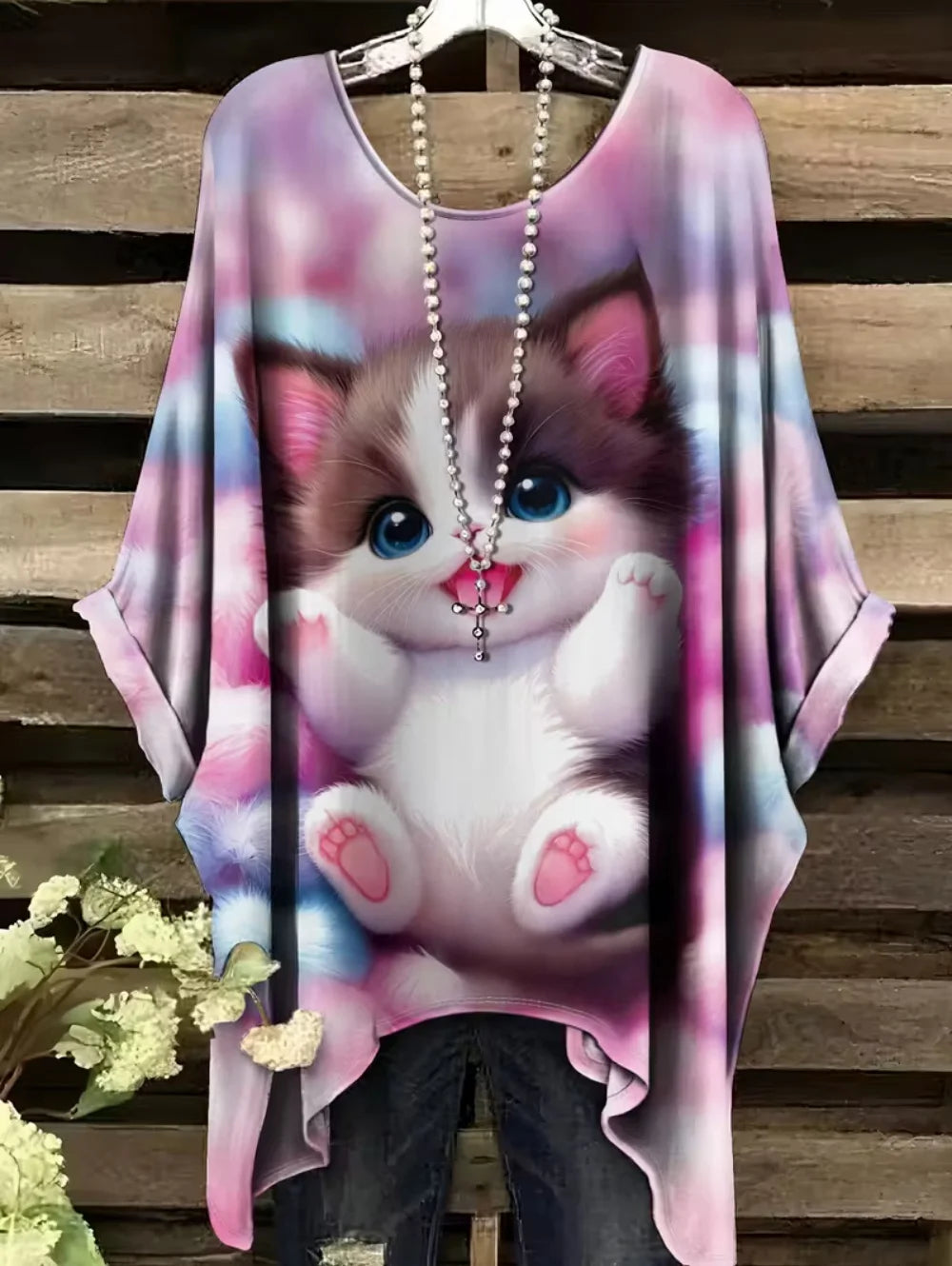 T-shirt Oversize Imprimé — Col Rond & Manches Courtes