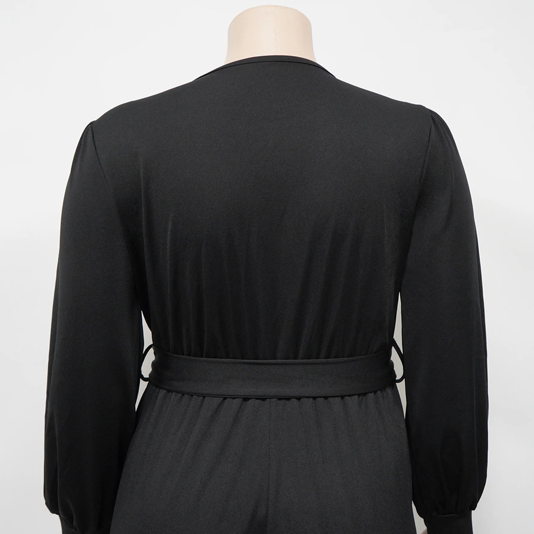 Combinaison Col en V & Ceinture — Écharpe, Jambes Larges, Pleine Longueur, Automne/Hiver
