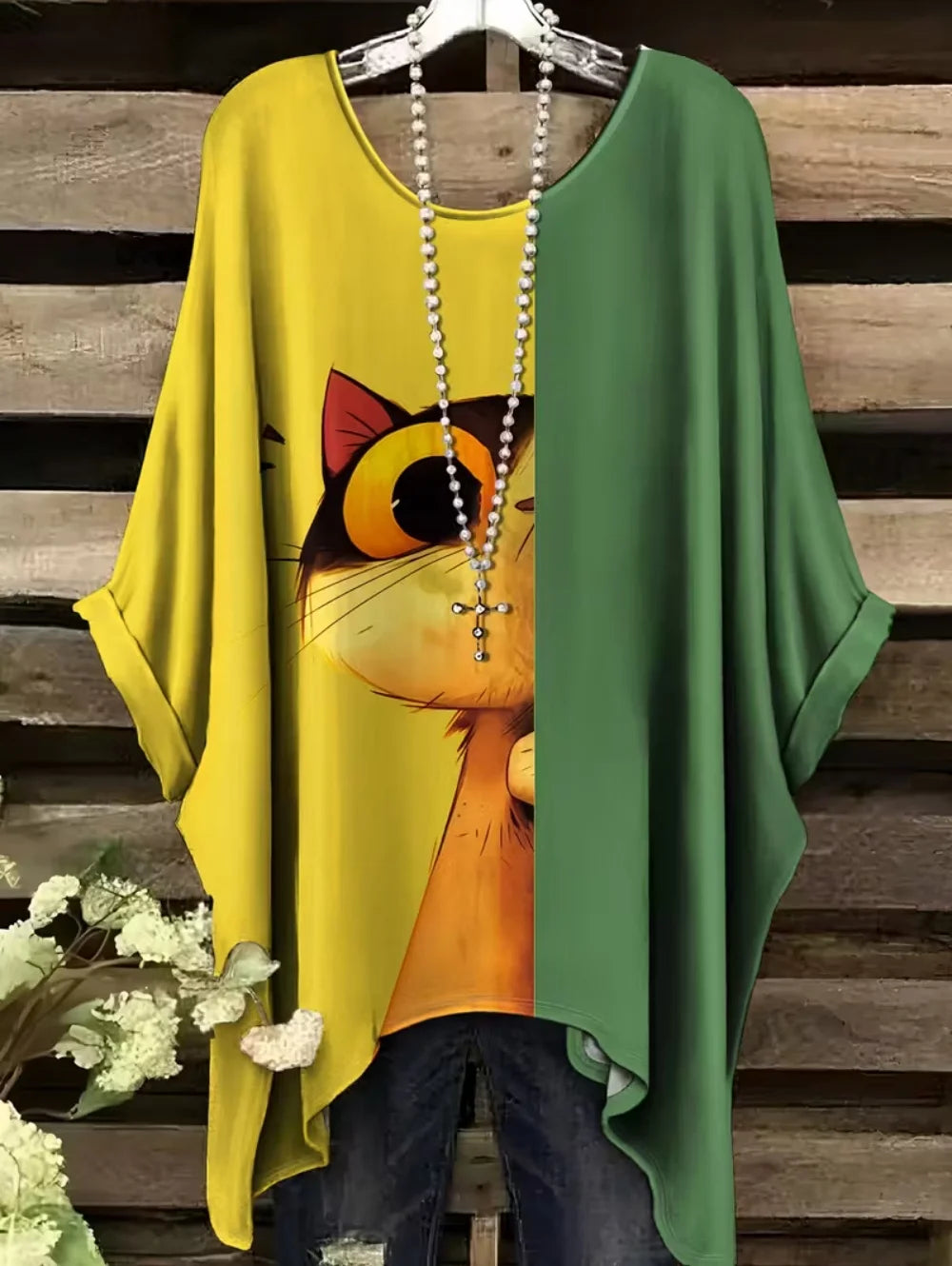 T-shirt Oversize Imprimé — Col Rond & Manches Courtes