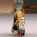Robe Longue Imprimée Artistique — Col en V, Sans Manches, Poche, Longueur Sol
