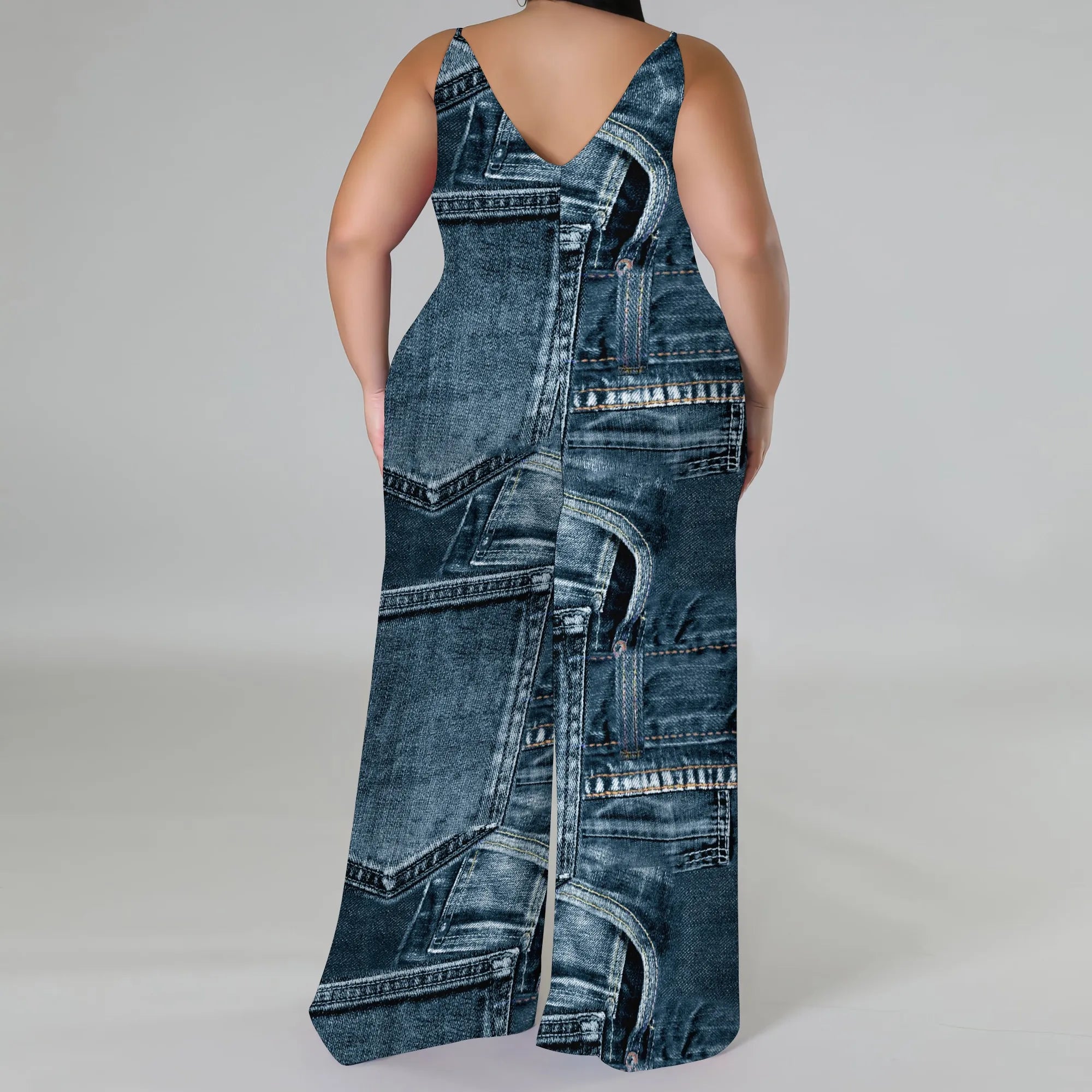 Combinaison Barboteuse Ample Imprimée — Sans Manches, Poches, Jambes Larges, Streetwear