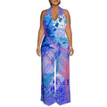 Combinaison Dos Nu Tie-Dye — Bretelles Chaîne, Palazzo Jambes Larges, Pleine Longueur