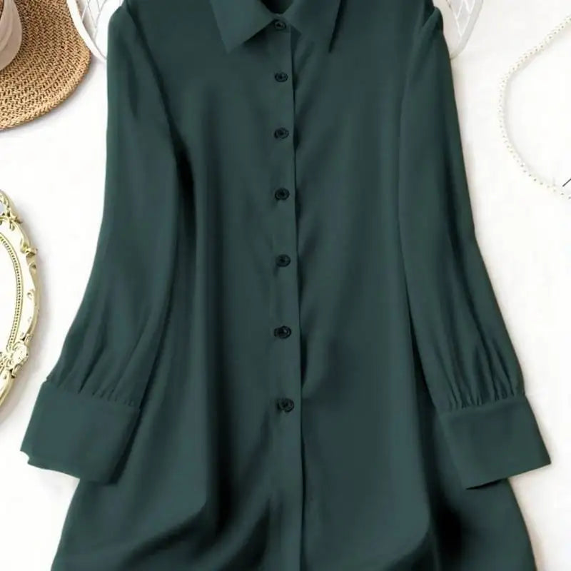 Chemise Satinée Façon Soie — Revers, Ouverture Totale, Coupe Lâche