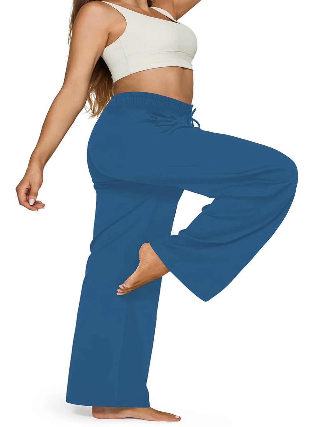 Pantalon Jambes Larges — Taille Élastique & Poches