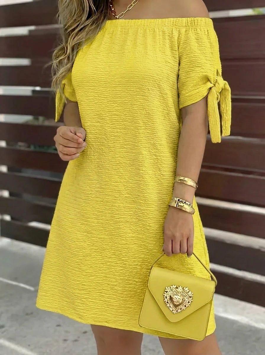 Robe Asymétrique Une Épaule — Nœud Décoratif & Coupe Fluide