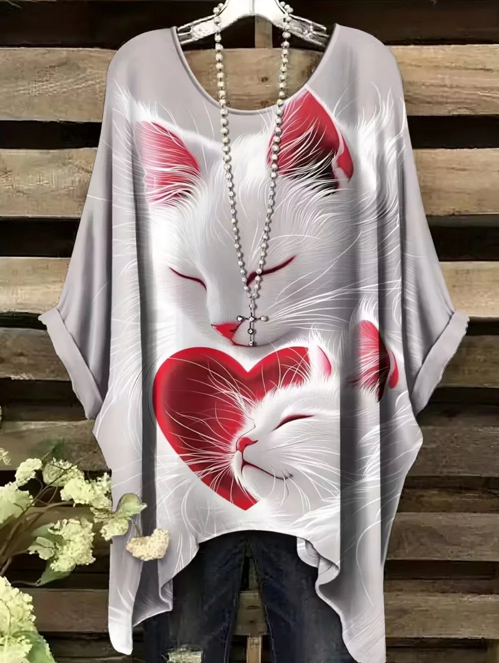 T-shirt Oversize Imprimé — Col Rond & Manches Courtes