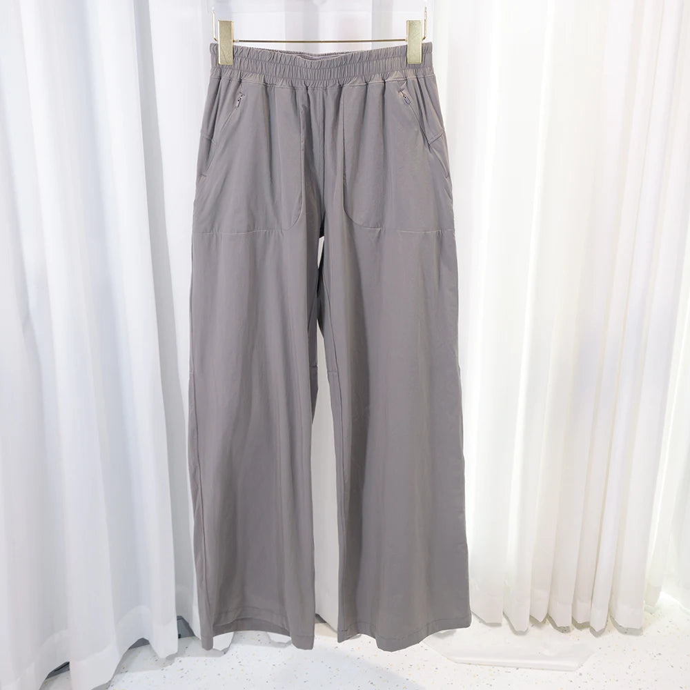 Pantalon Sport Jambes Larges Imprimé — Poche, Respirant, Pleine Longueur