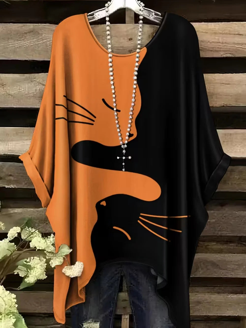T-shirt Oversize Imprimé — Col Rond & Manches Courtes