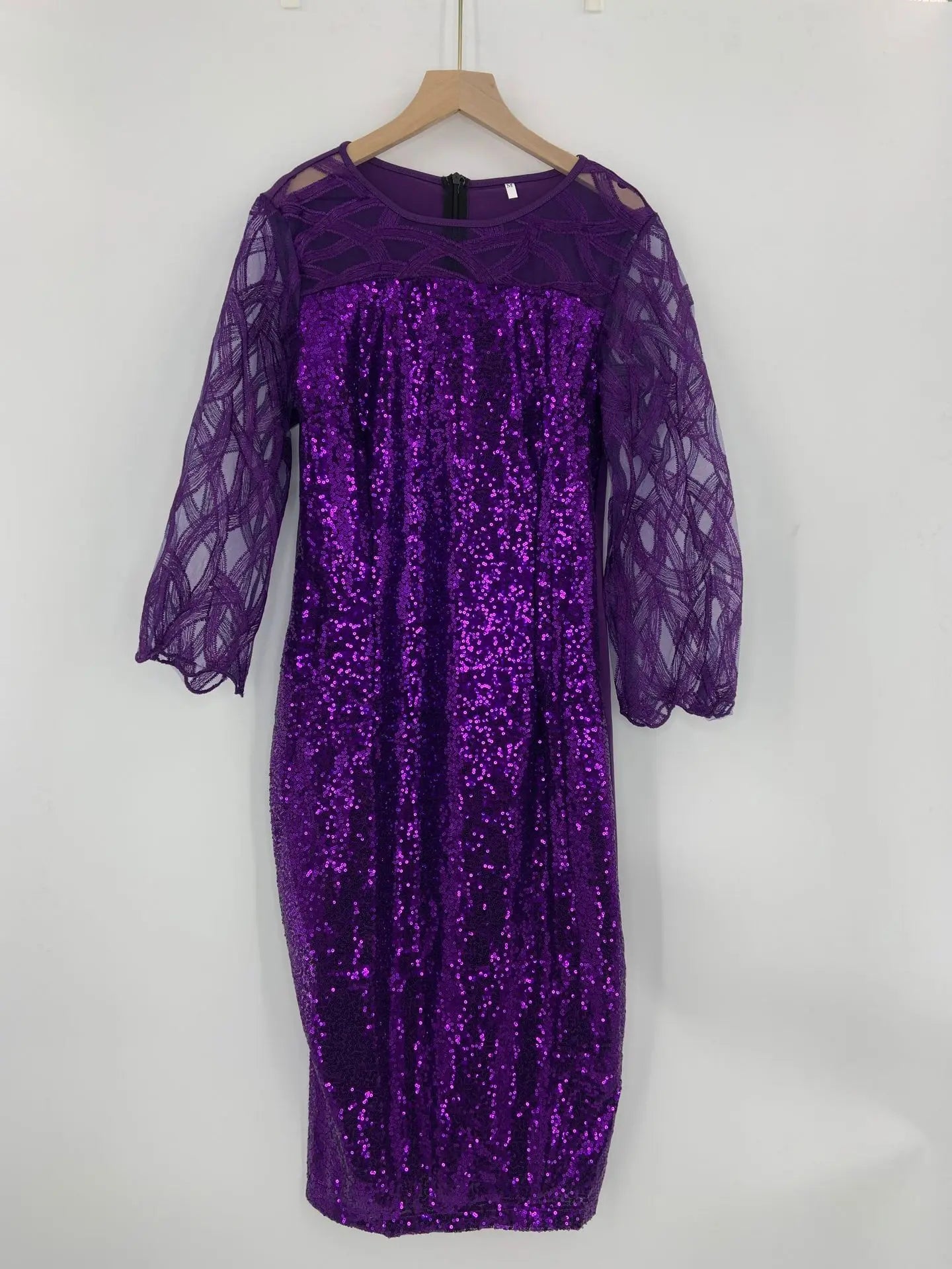 Robe Midi Sequins — Manches Courtes, Silhouette Une Ligne, Style Soirée