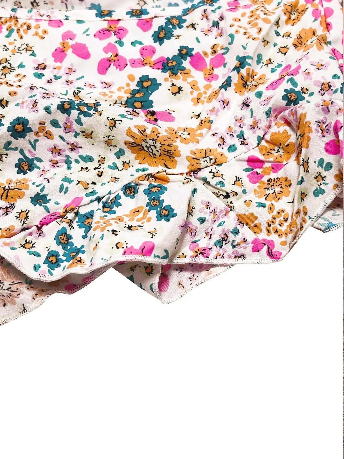Combinaison Florale Bretelles à Nouer — Col en V, Sans Manches, Jambes Larges