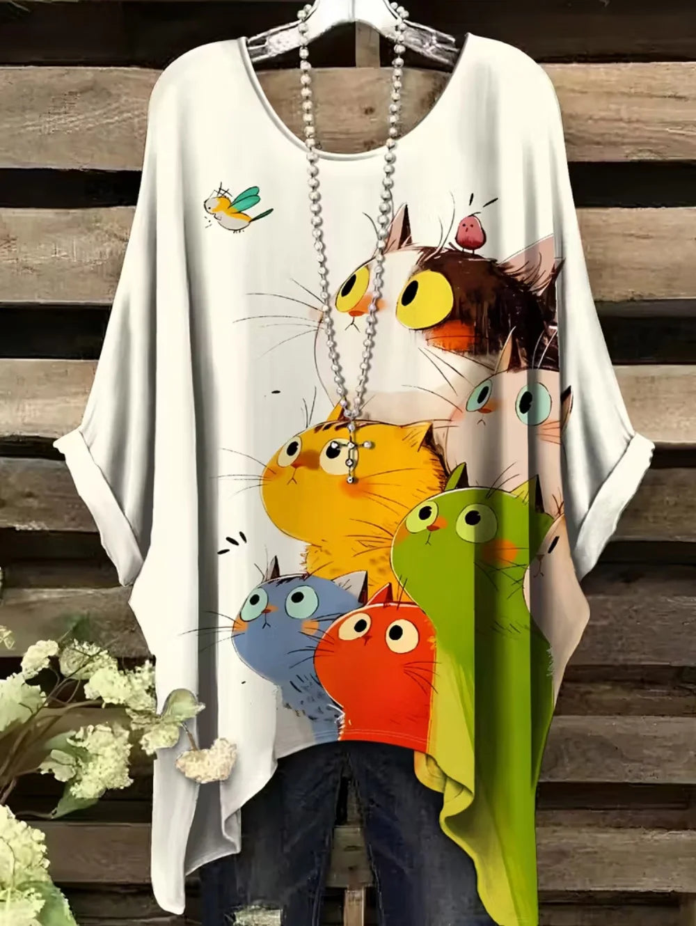 T-shirt Oversize Imprimé — Col Rond & Manches Courtes