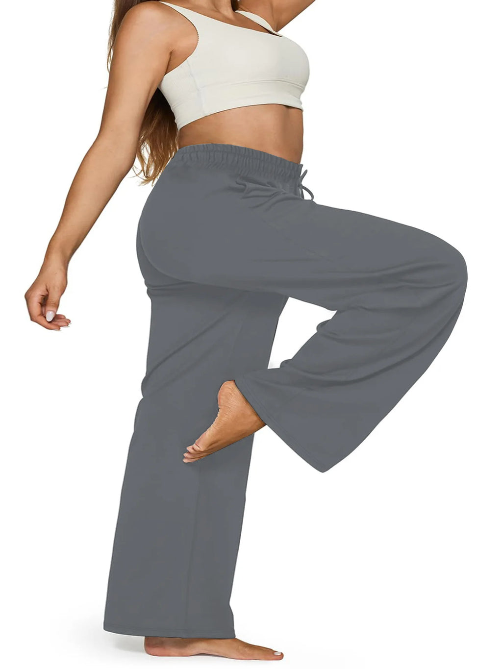 Pantalon Jambes Larges — Taille Élastique & Poches