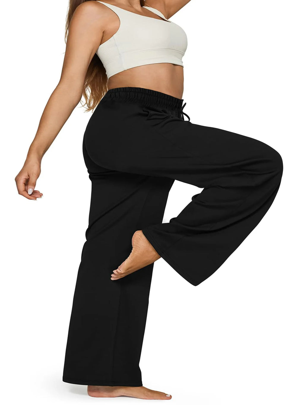 Pantalon Jambes Larges — Taille Élastique & Poches