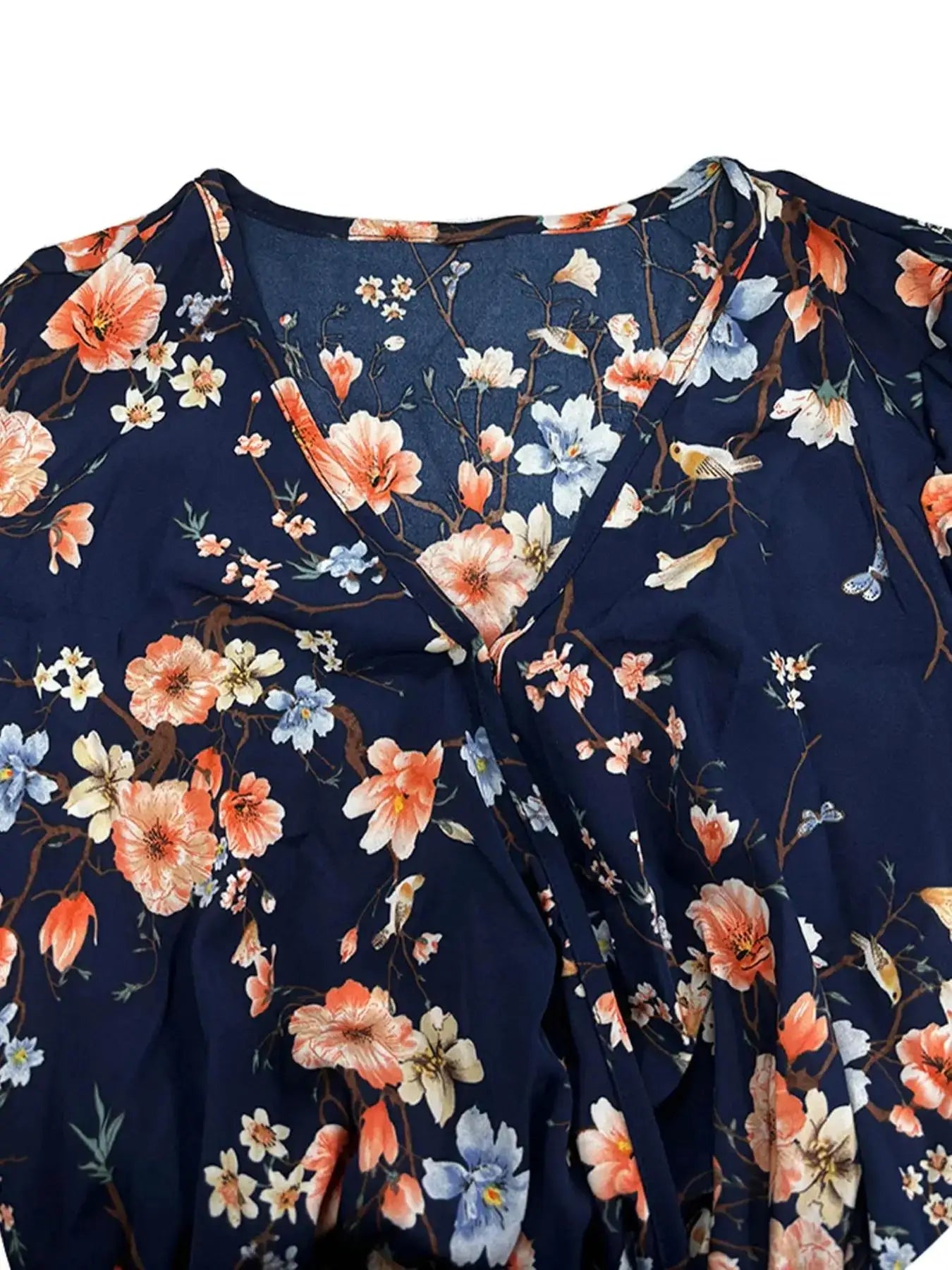 Combinaison Boho Florale Épaules Nouées — Col en V, Sans Manches, Jambes Larges