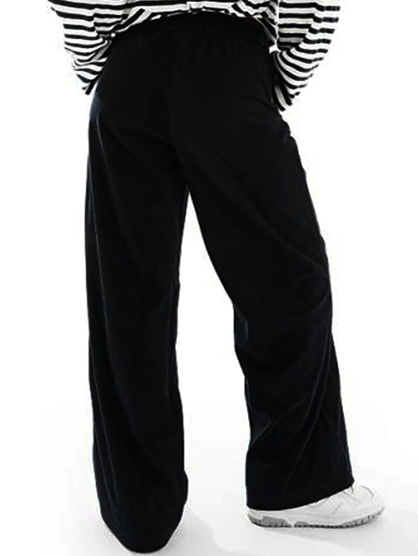 Pantalon Large Taille Haute Évidé — Style Britannique Streetwear, Longueur Cheville