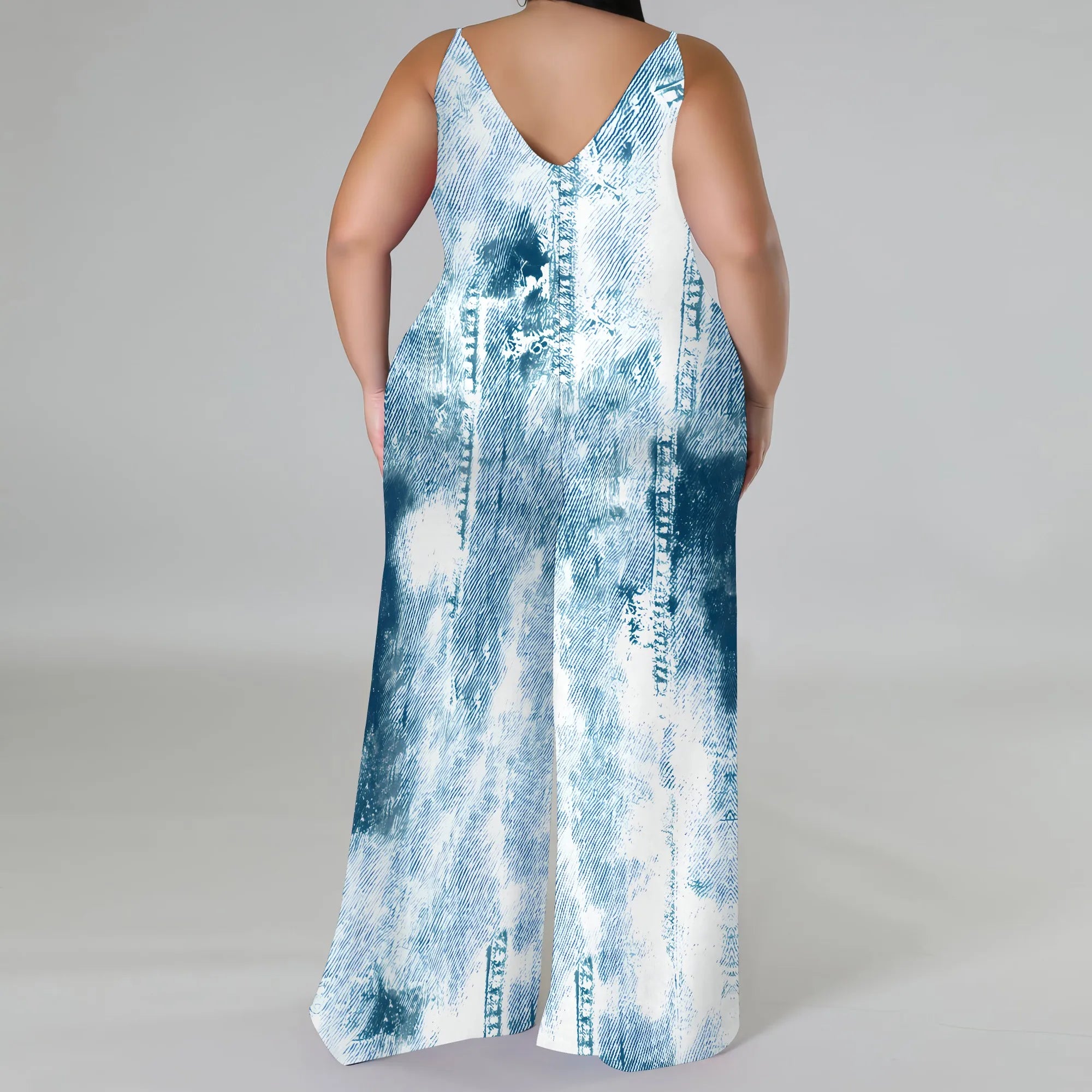 Combinaison Barboteuse Ample Imprimée — Sans Manches, Poches, Jambes Larges, Streetwear