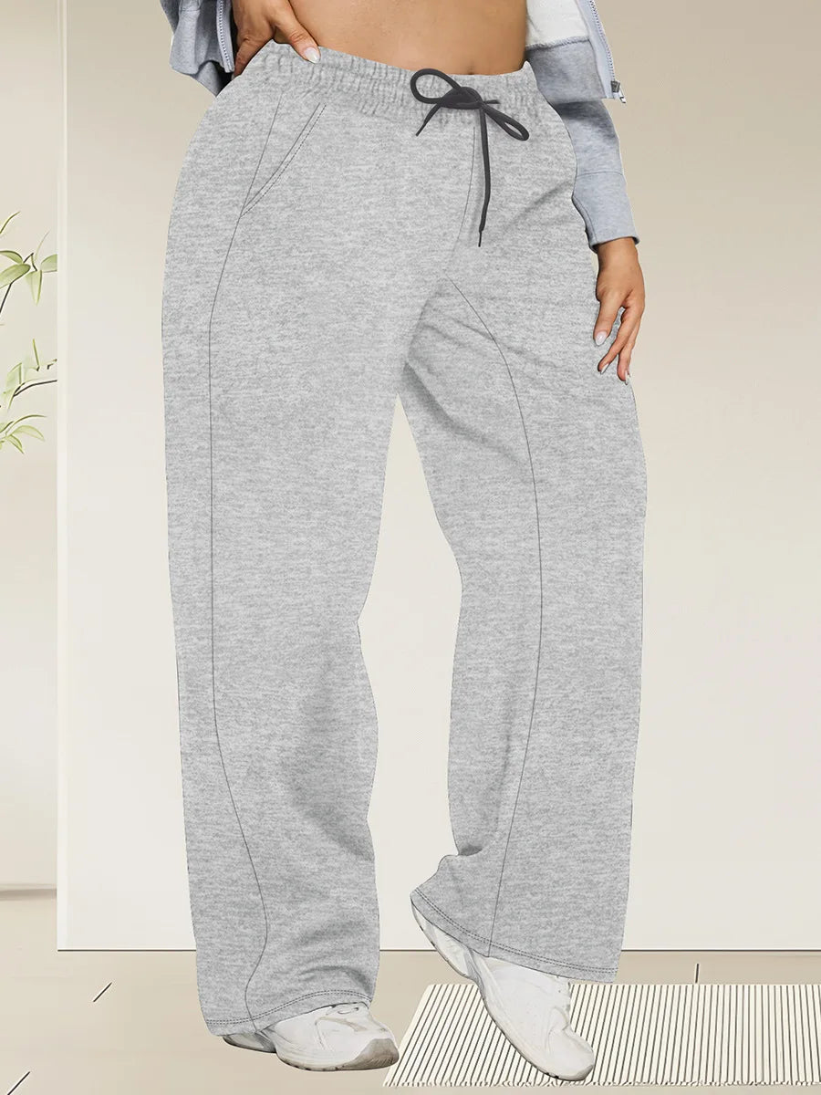 Pantalon Jambes Larges — Taille Élastique & Poches