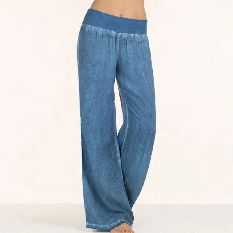 Jean Jambes Larges Style Anglais — Coupe Lâche, Taille Haute, Pleine Longueur