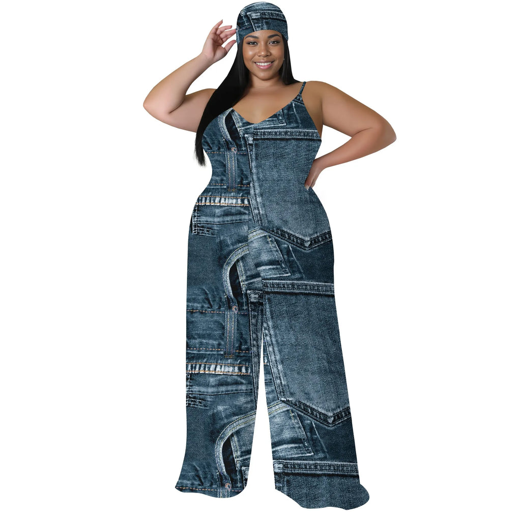 Combinaison Barboteuse Ample Imprimée — Sans Manches, Poches, Jambes Larges, Streetwear