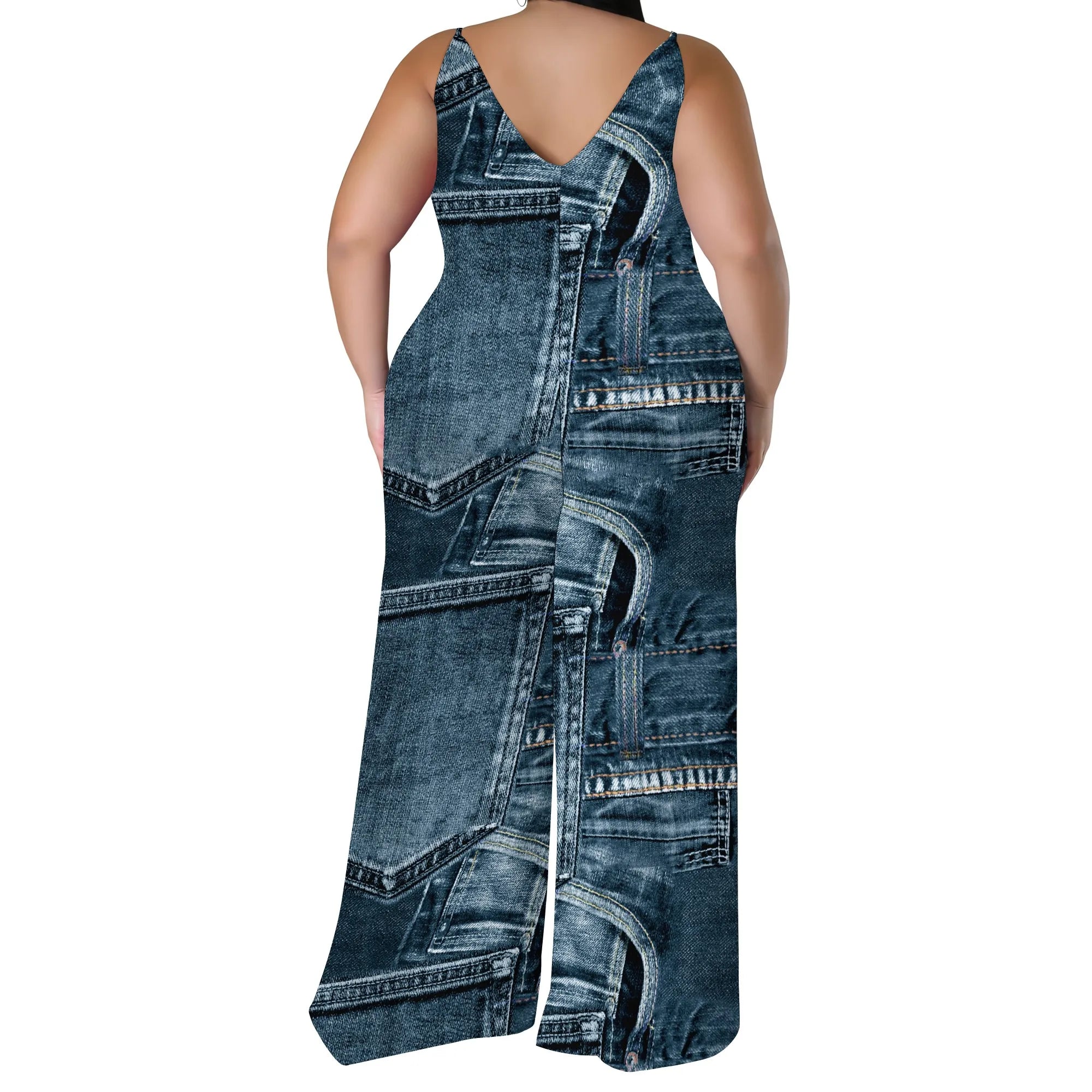 Combinaison Barboteuse Ample Imprimée — Sans Manches, Poches, Jambes Larges, Streetwear