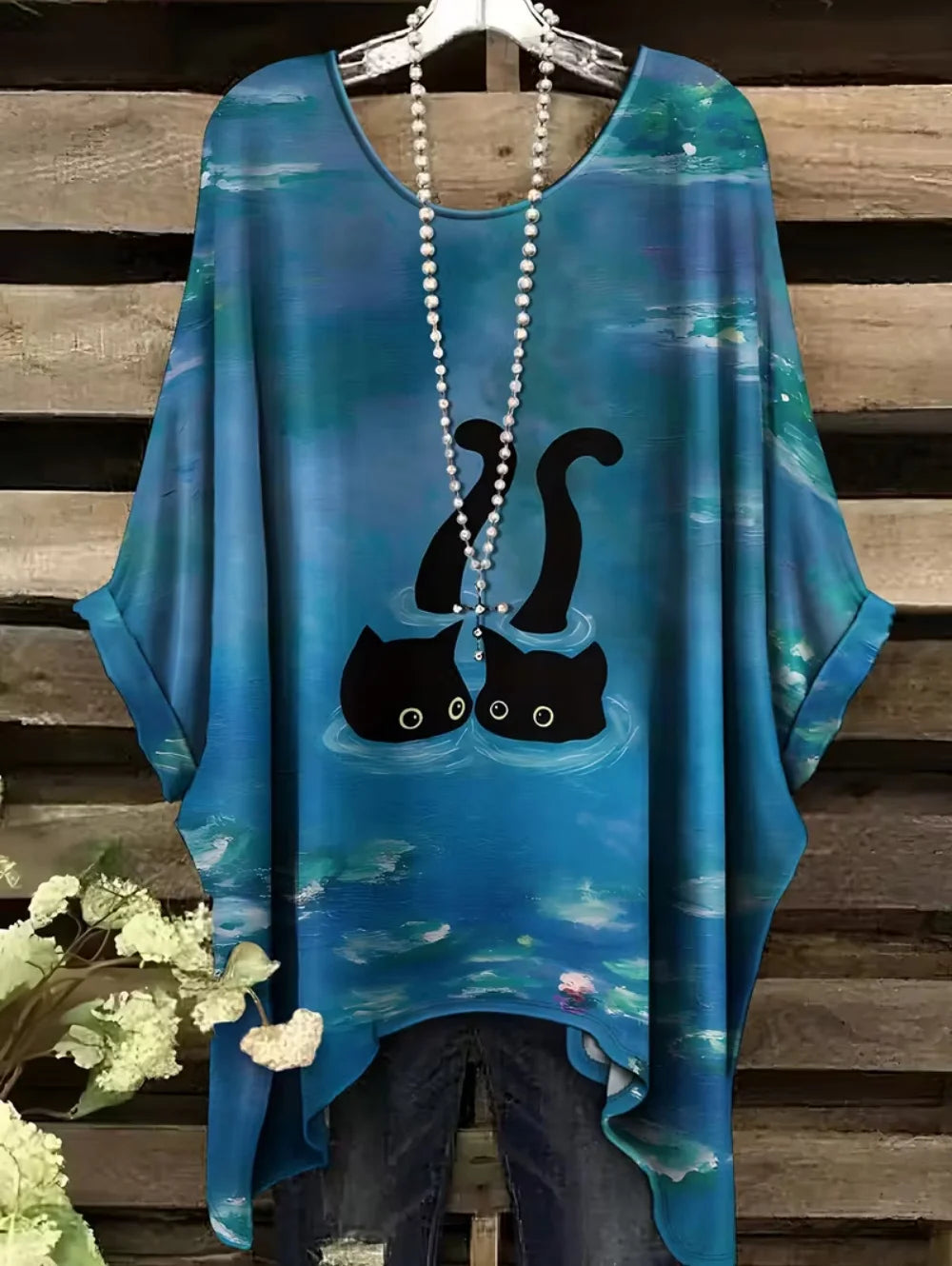 T-shirt Oversize Imprimé — Col Rond & Manches Courtes