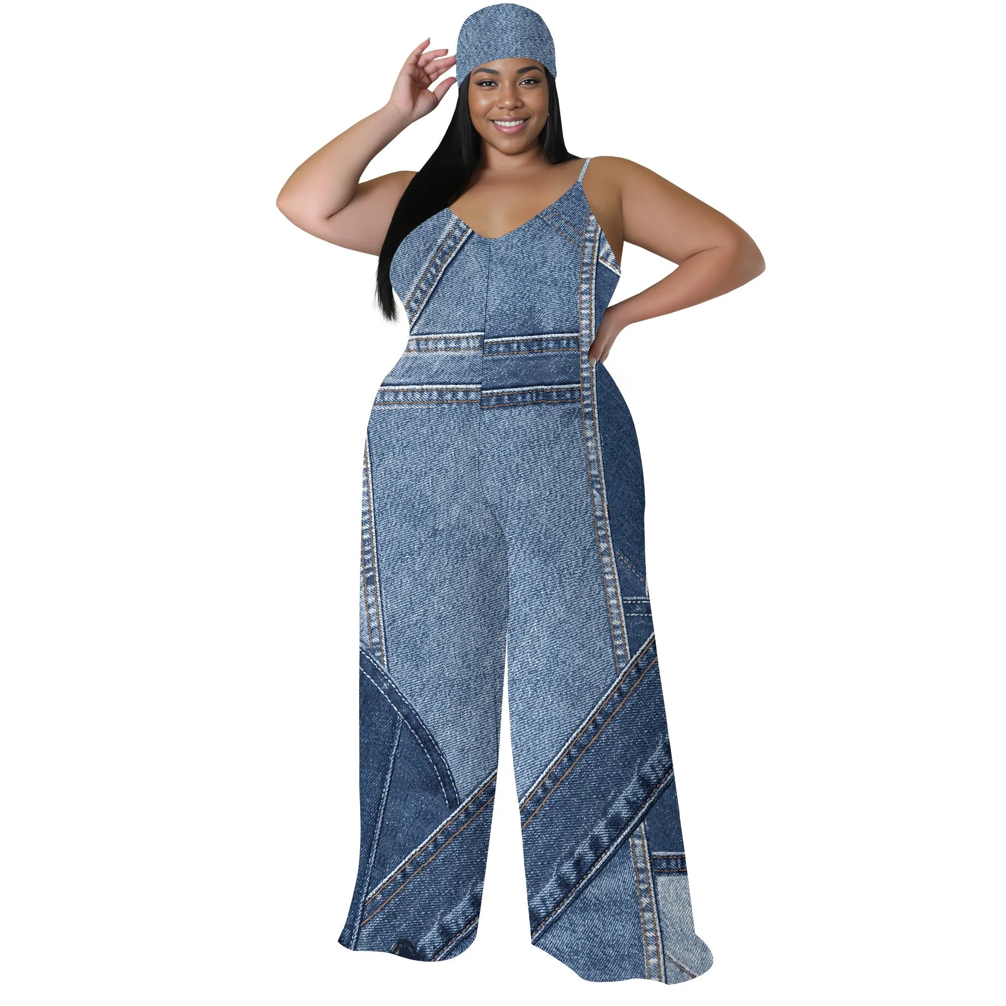 Combinaison Barboteuse Ample Imprimée — Sans Manches, Poches, Jambes Larges, Streetwear