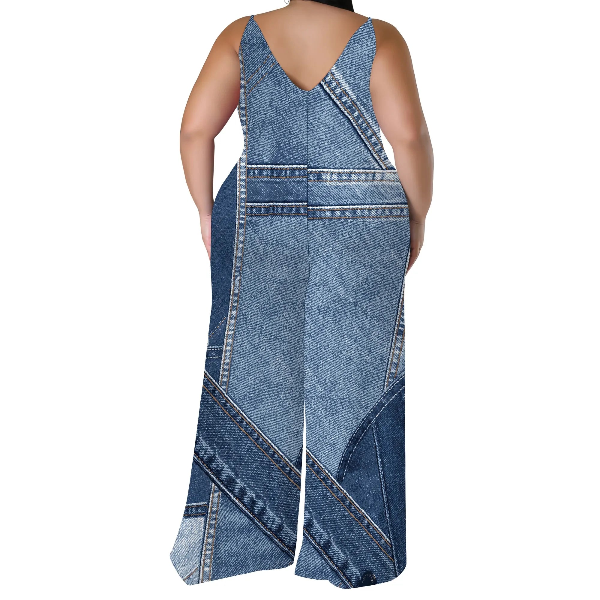 Combinaison Barboteuse Ample Imprimée — Sans Manches, Poches, Jambes Larges, Streetwear
