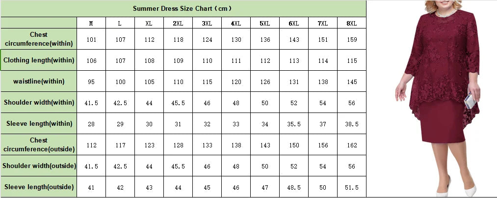 Ensemble 2 Pièces Robe Soirée — Col Rond, Broderie Dentelle, Manches 3/4, Slim Fit