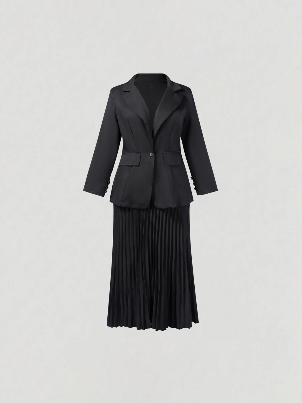 Blazer Cintré Col Tailleur — Manches 3/4, 1 Bouton, Coupe Régulière