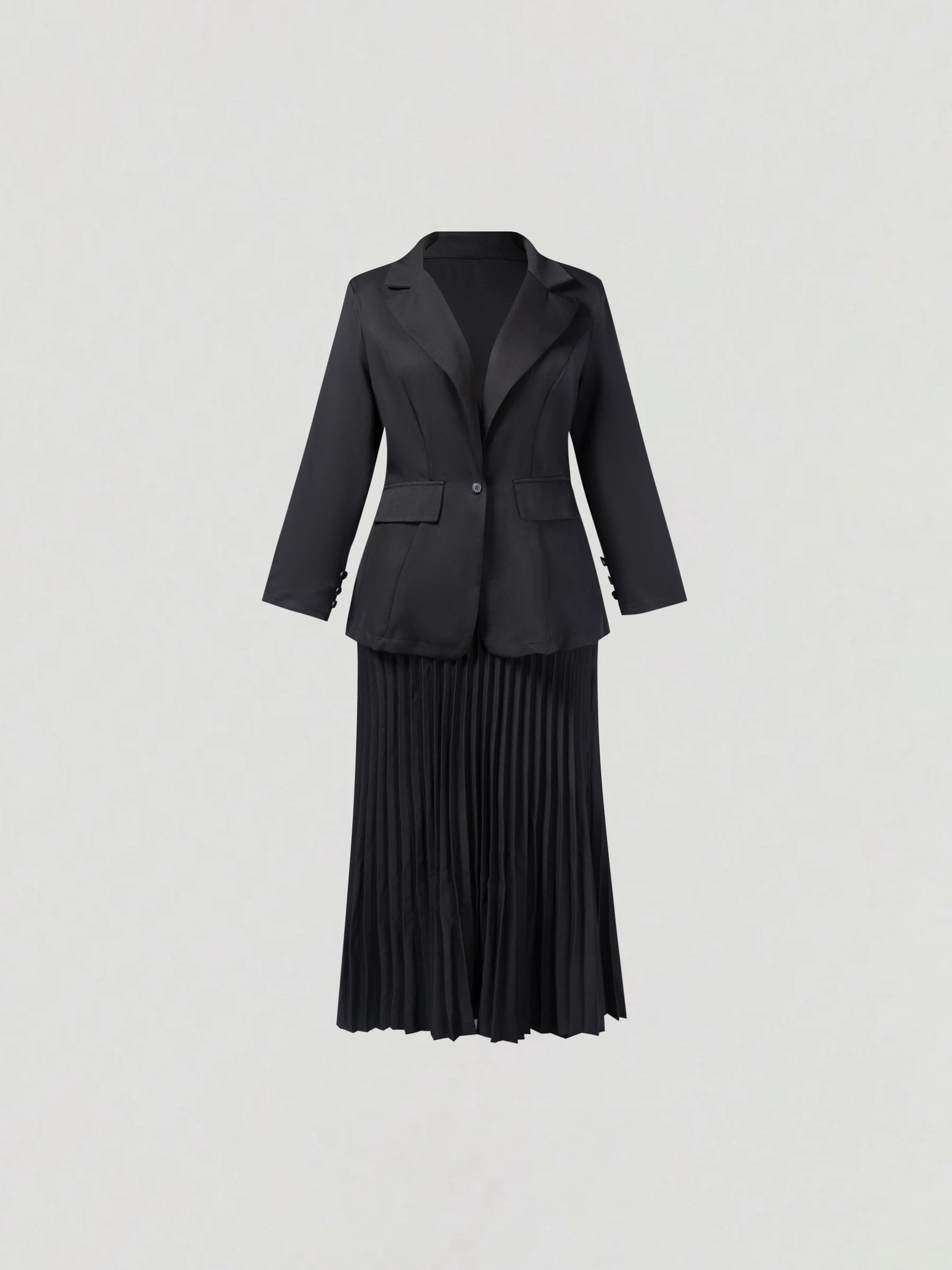 Blazer Cintré Col Tailleur — Manches 3/4, 1 Bouton, Coupe Régulière