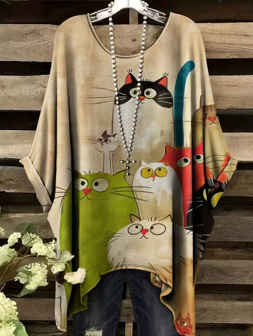 T-shirt Oversize Imprimé — Col Rond & Manches Courtes