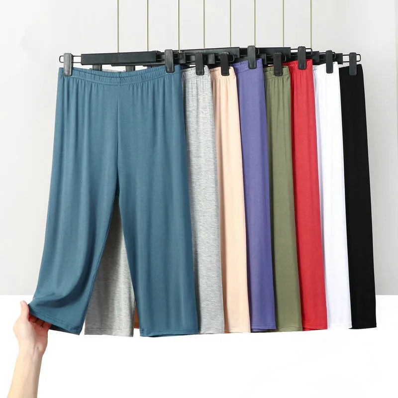 Legging Longueur Mollet — Coton & Spandex, Taille Élastique
