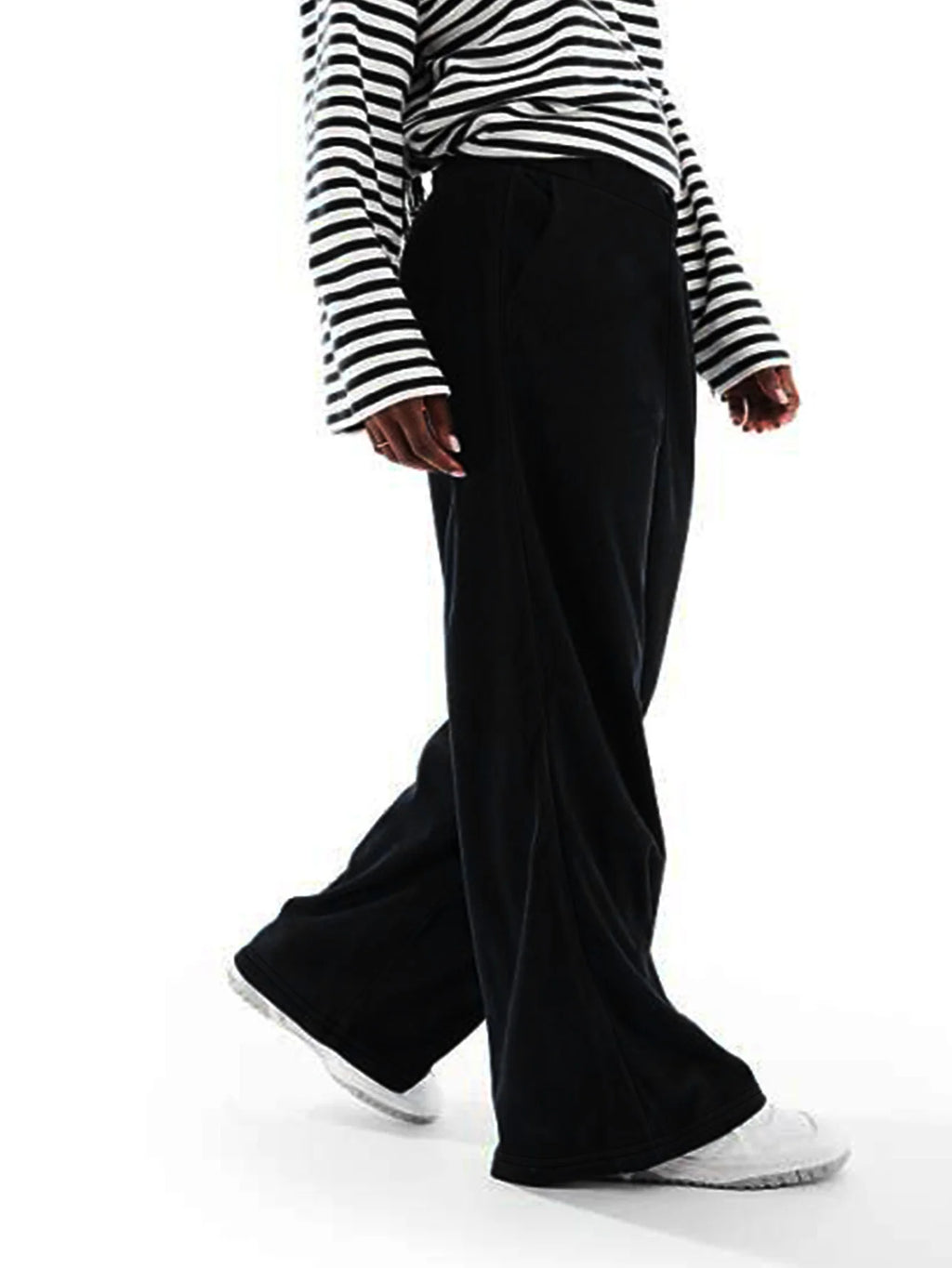 Pantalon Large Taille Haute Évidé — Style Britannique Streetwear, Longueur Cheville