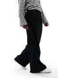 Pantalon Large Taille Haute Évidé — Style Britannique Streetwear, Longueur Cheville