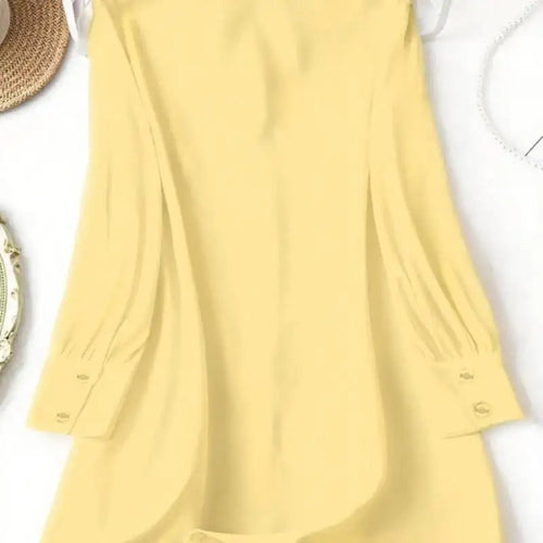 Chemise Satinée Façon Soie — Revers, Ouverture Totale, Coupe Lâche