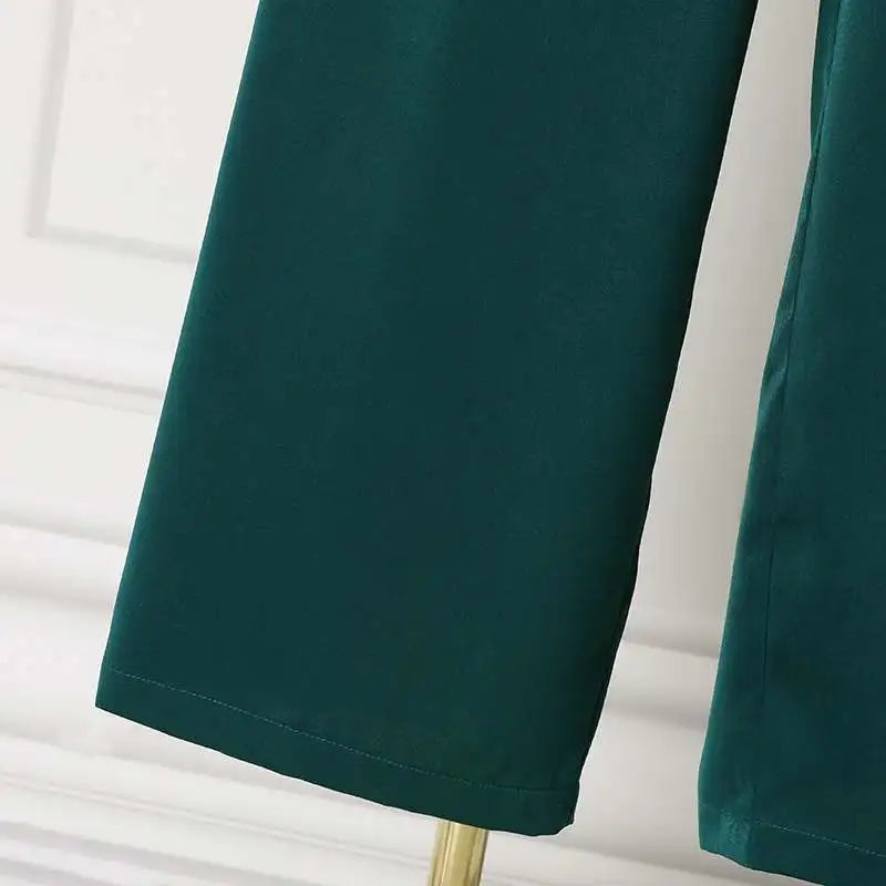 Ensemble Pantalon Ample & Chemise — Col Rabattu, Manches Longues, Coupe Lâche
