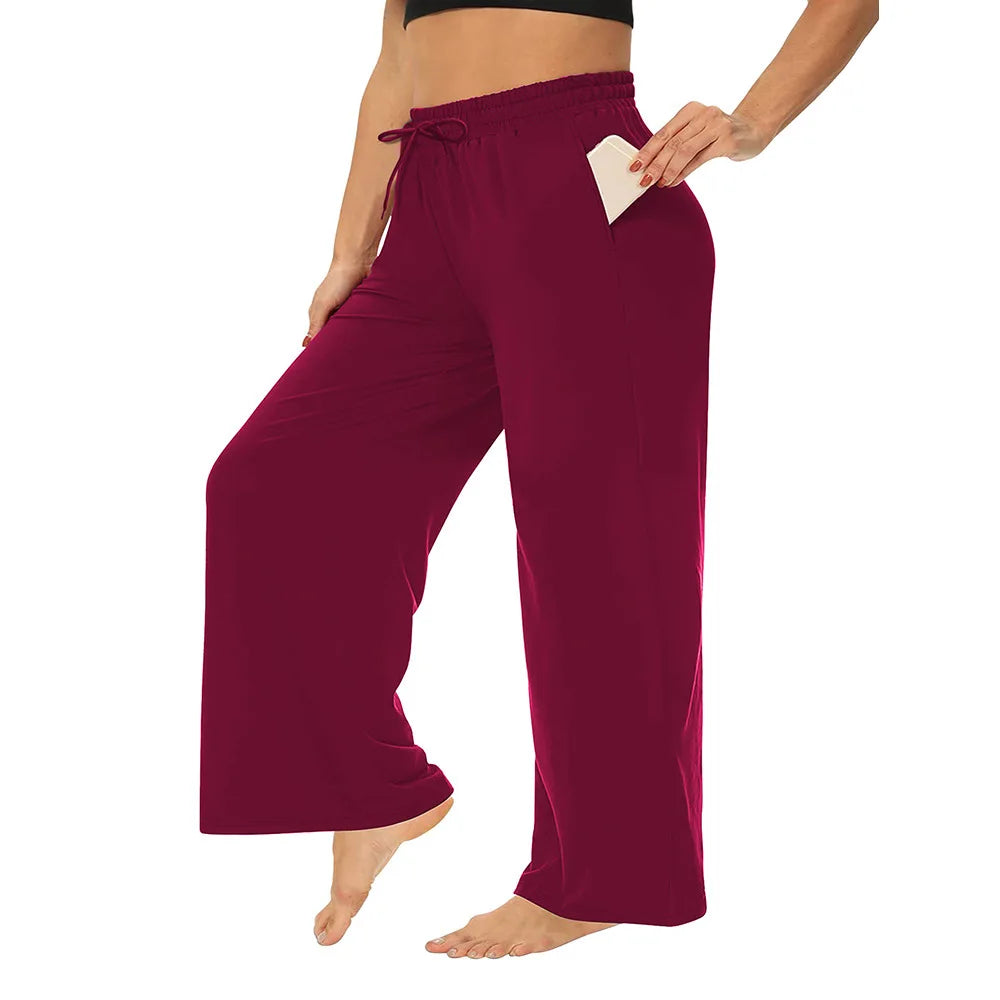 Pantalon Jambes Larges — Taille Élastique & Poches