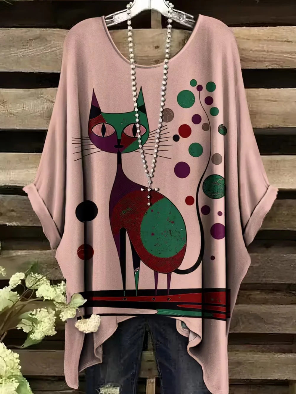 T-shirt Oversize Imprimé — Col Rond & Manches Courtes