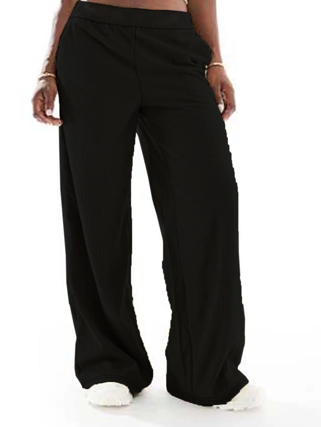 Pantalon Large Taille Haute Évidé — Style Britannique Streetwear, Longueur Cheville