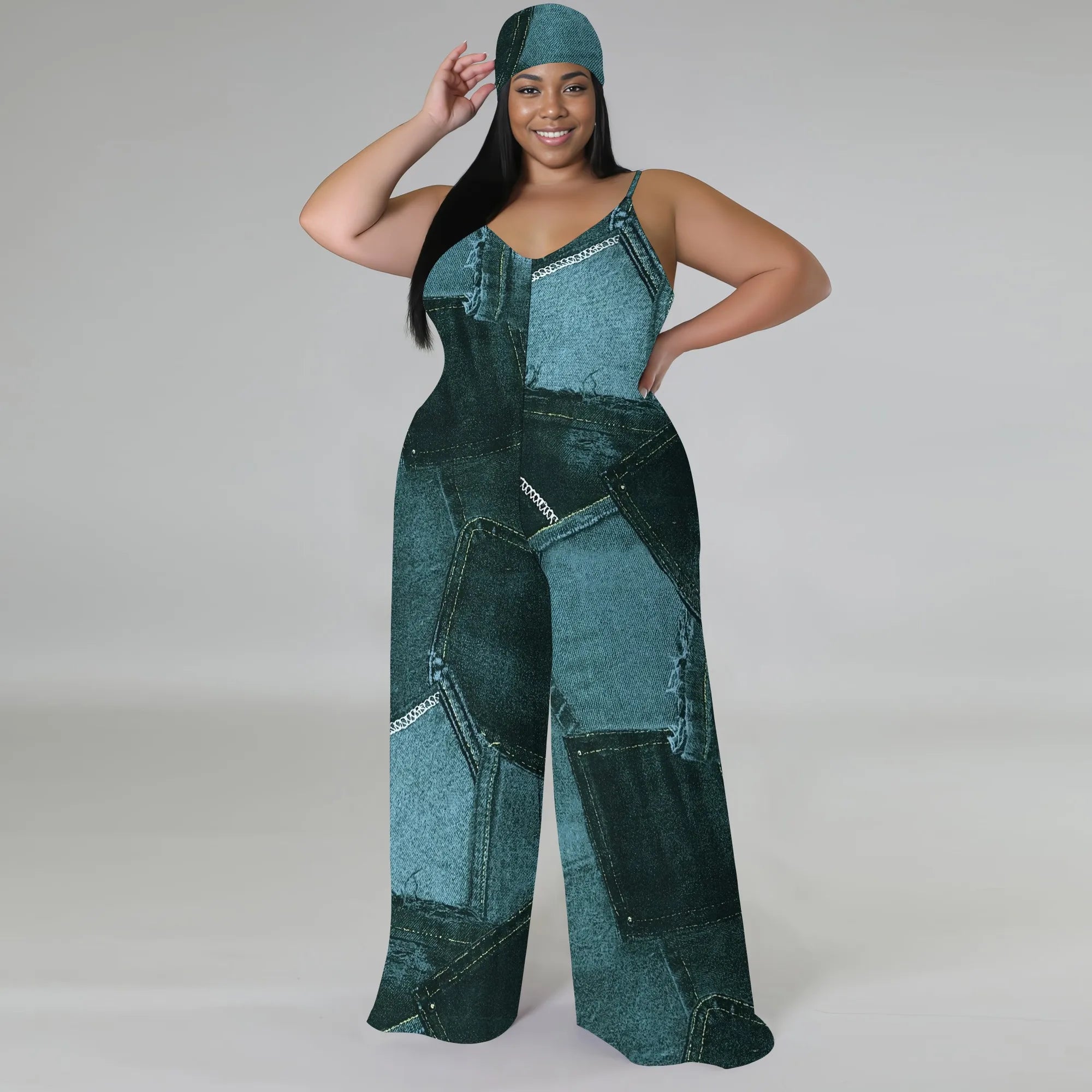 Combinaison Barboteuse Ample Imprimée — Sans Manches, Poches, Jambes Larges, Streetwear