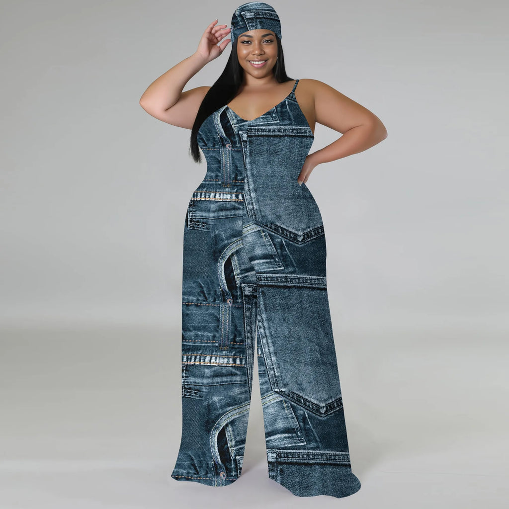 Combinaison Barboteuse Ample Imprimée — Sans Manches, Poches, Jambes Larges, Streetwear