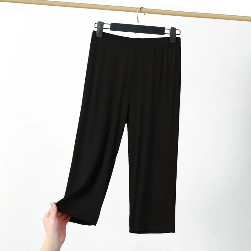 Legging Longueur Mollet — Coton & Spandex, Taille Élastique
