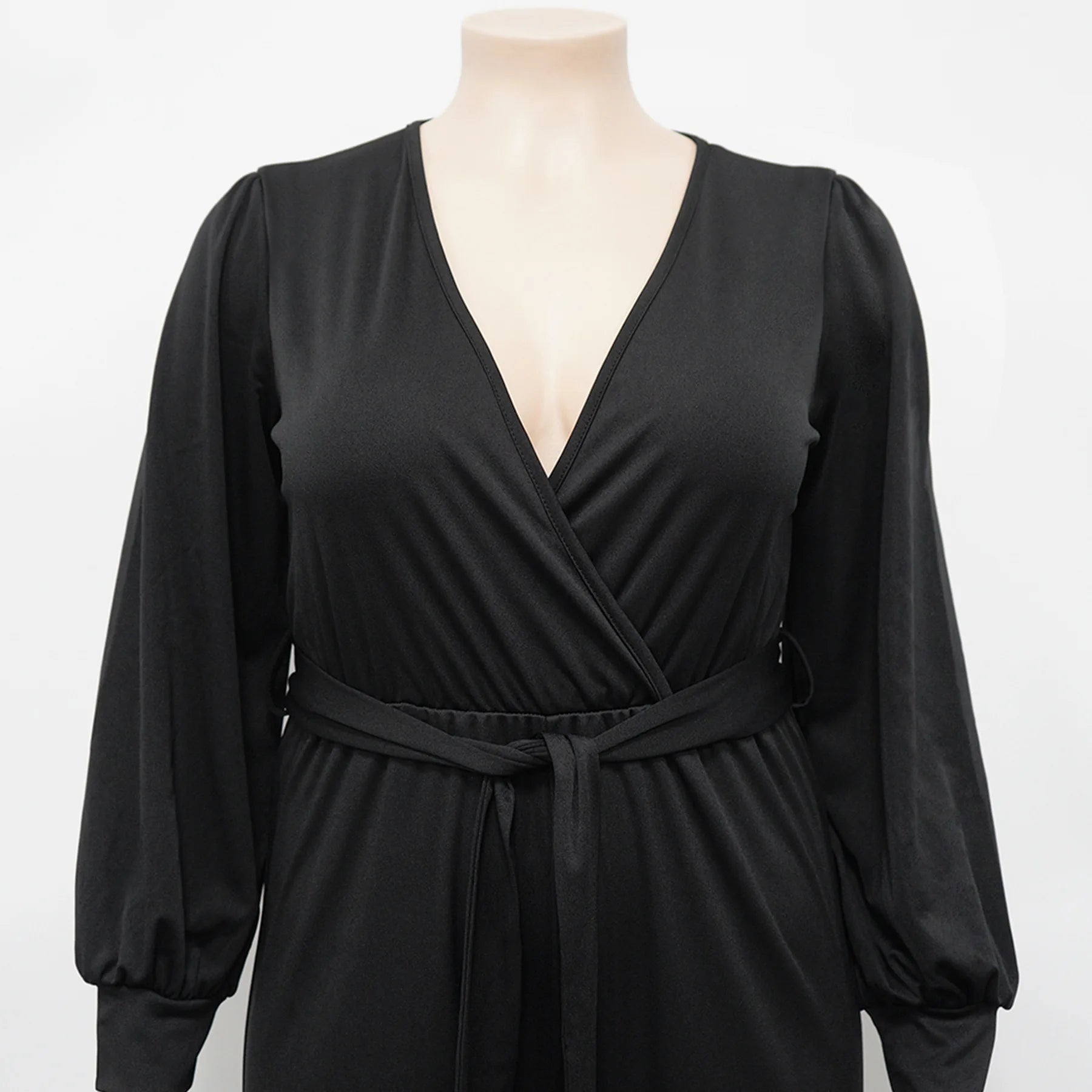 Combinaison Col en V & Ceinture — Écharpe, Jambes Larges, Pleine Longueur, Automne/Hiver