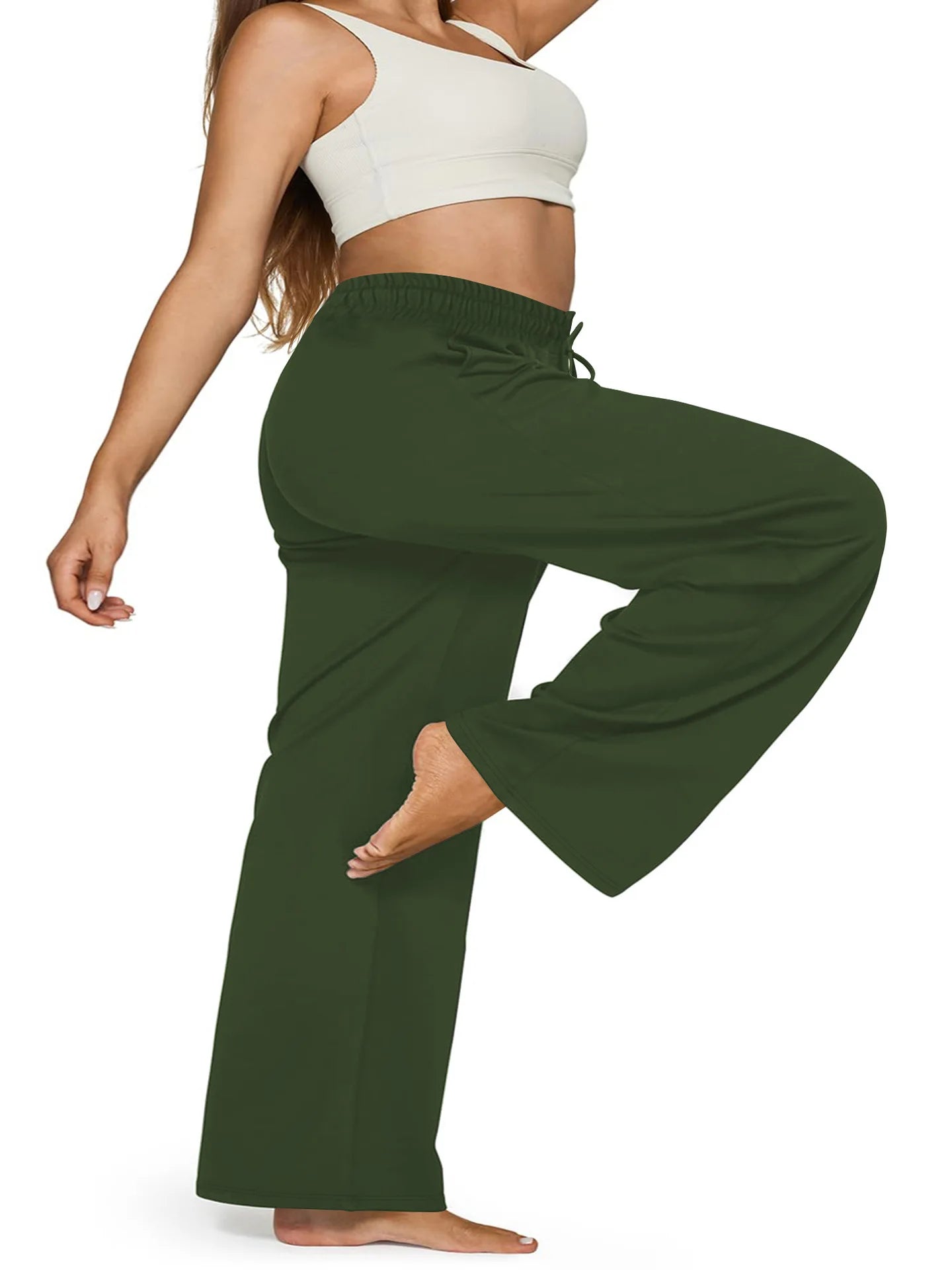 Pantalon Jambes Larges — Taille Élastique & Poches